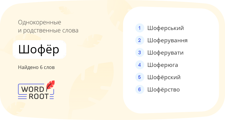 Однокоренные и родственные слова для шофёр